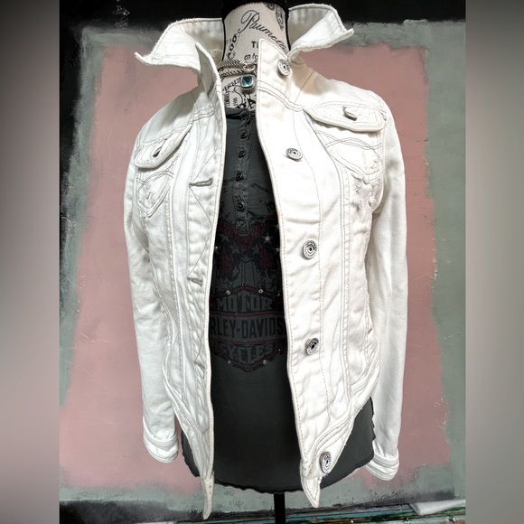 Abercrombie & Fitch white denim jacket - Picture 6 of 8